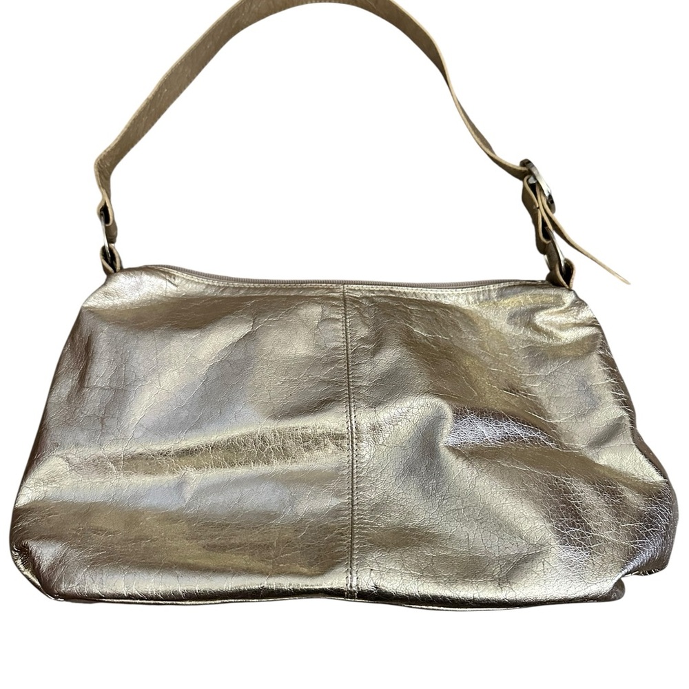 Gold Metallic Shoulder Bag with Adjustable Strap - Picture 3 of 8